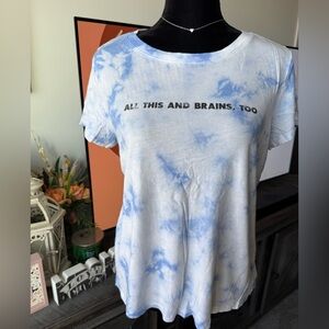 American Eagle Outfitters Light Blue Tie-Dye Graphic Tee